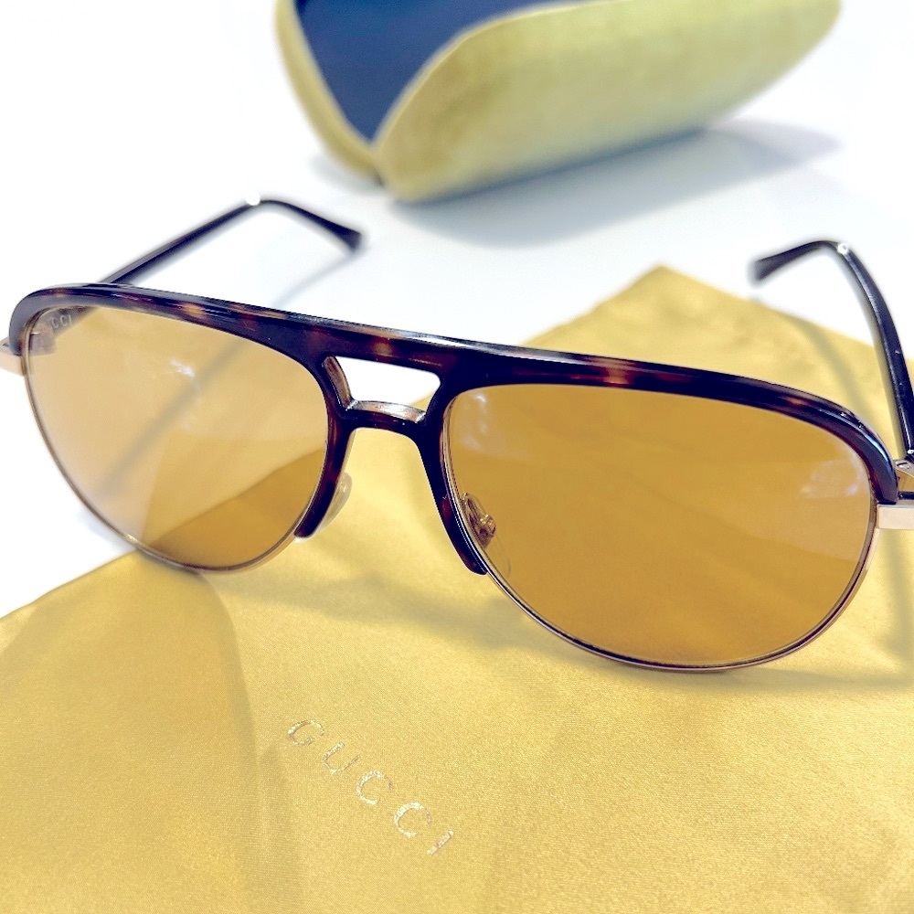 Men’s | Gucci | Aviator Sunglasses | Havana Brown Gold | One Size